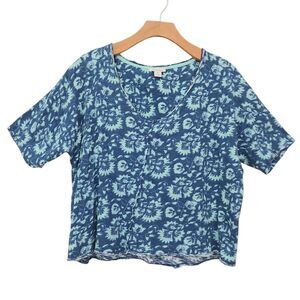 Sundance Top Womens Medium Blue Floral Knit Cotton Lightweight Boho Sustainable